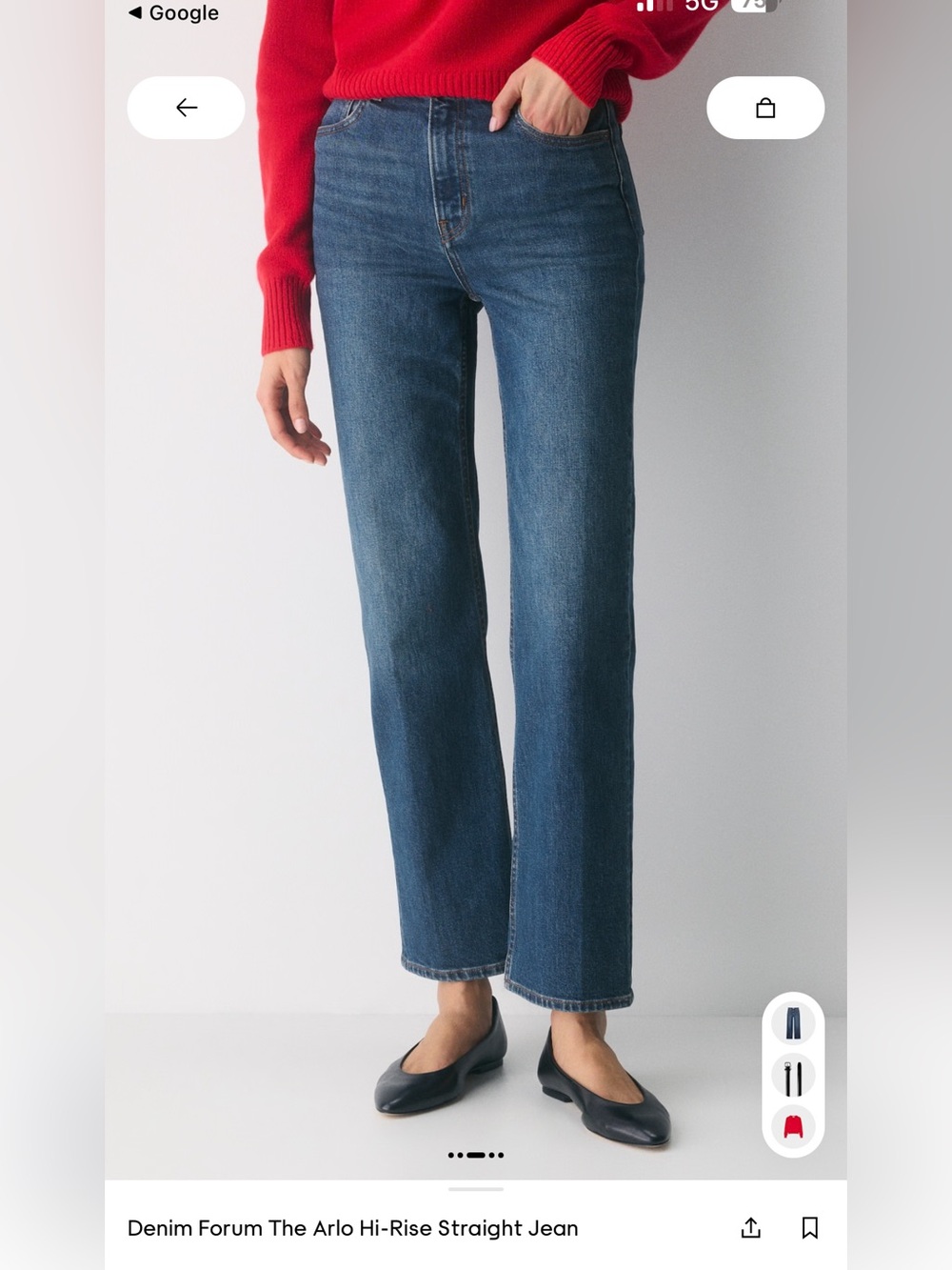 Denim Forum Straight-Leg Jeans in Medium Blue -NWOT
